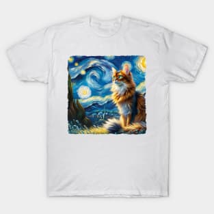 Somali Starry Night Inspired - Artistic Cat T-Shirt